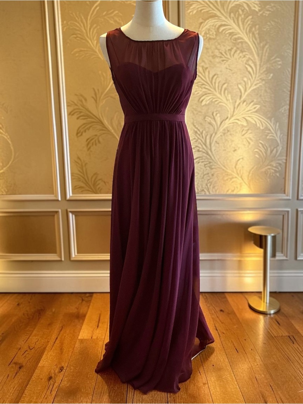 Jenny Yoo Collection Burgundy Chiffon Bridesmaid Formal Gown Size 2 Floor Length